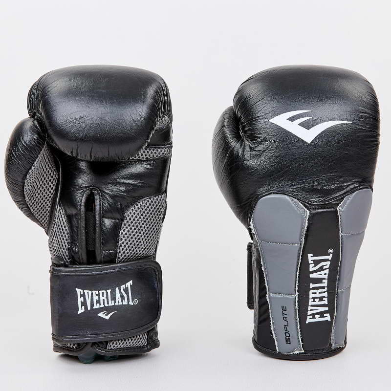 

Перчатки боксерские кожаные Everlast BO-6759-BK черный-серый вес 12oz