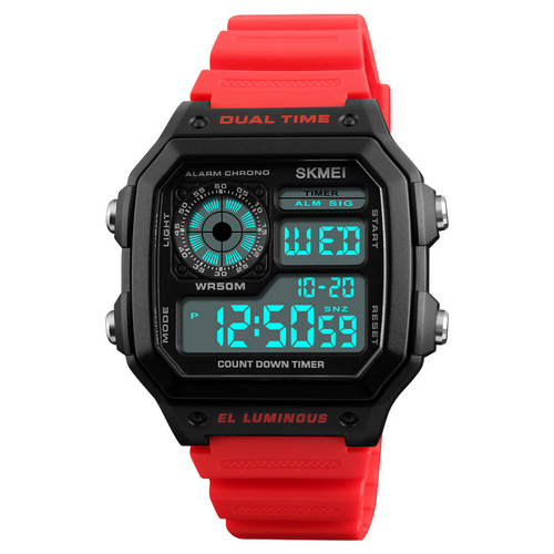 

Мужские наручные часы (1299 Black-Red Wrisband) Skmei 43 мм Черный 000125273