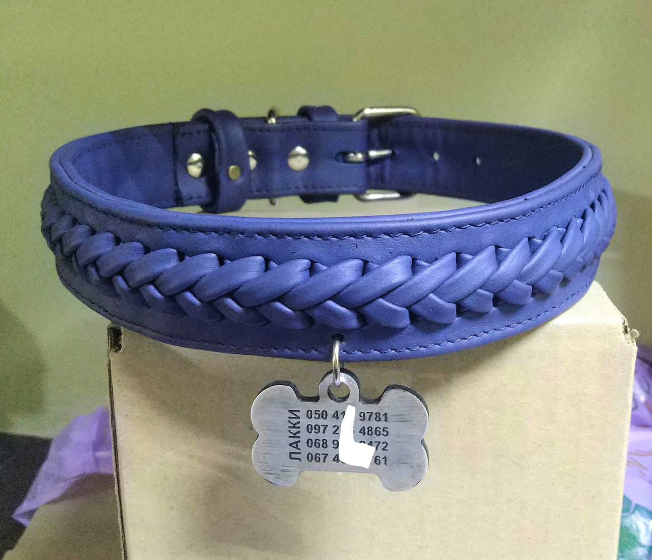 

Кожаный ошейник для собак (ld076) Lockdog XL (56-70 см) Синий 000125648