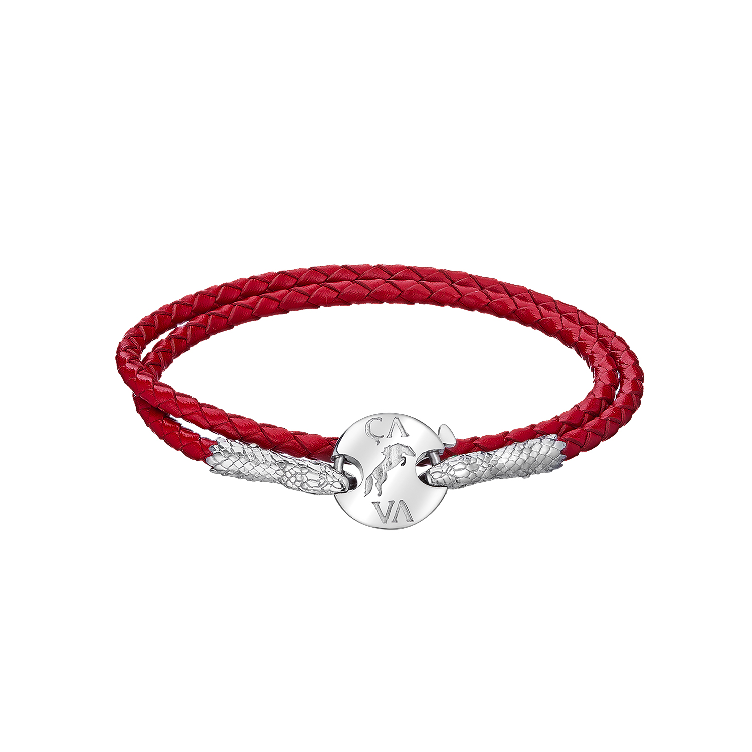 

Червоний подвійний шкіряний браслет плетений 16 cava.cool