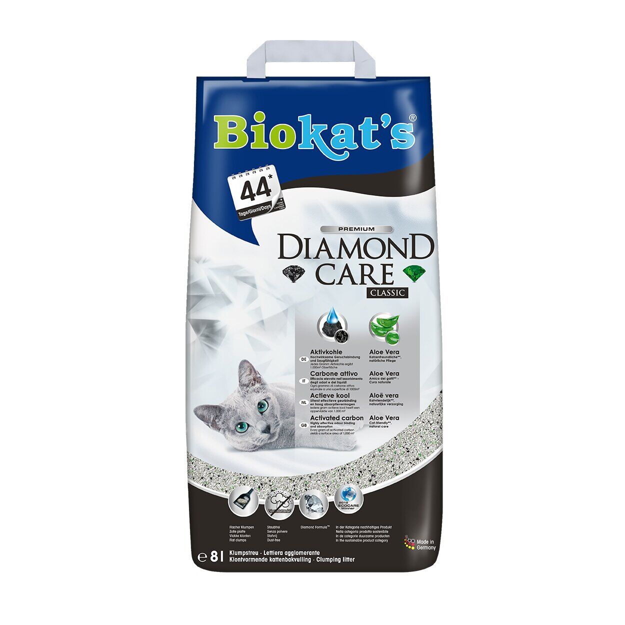 

Наполнитель для туалета Biokat's Diamond Classic для кошек, бентонитовый, 8 л