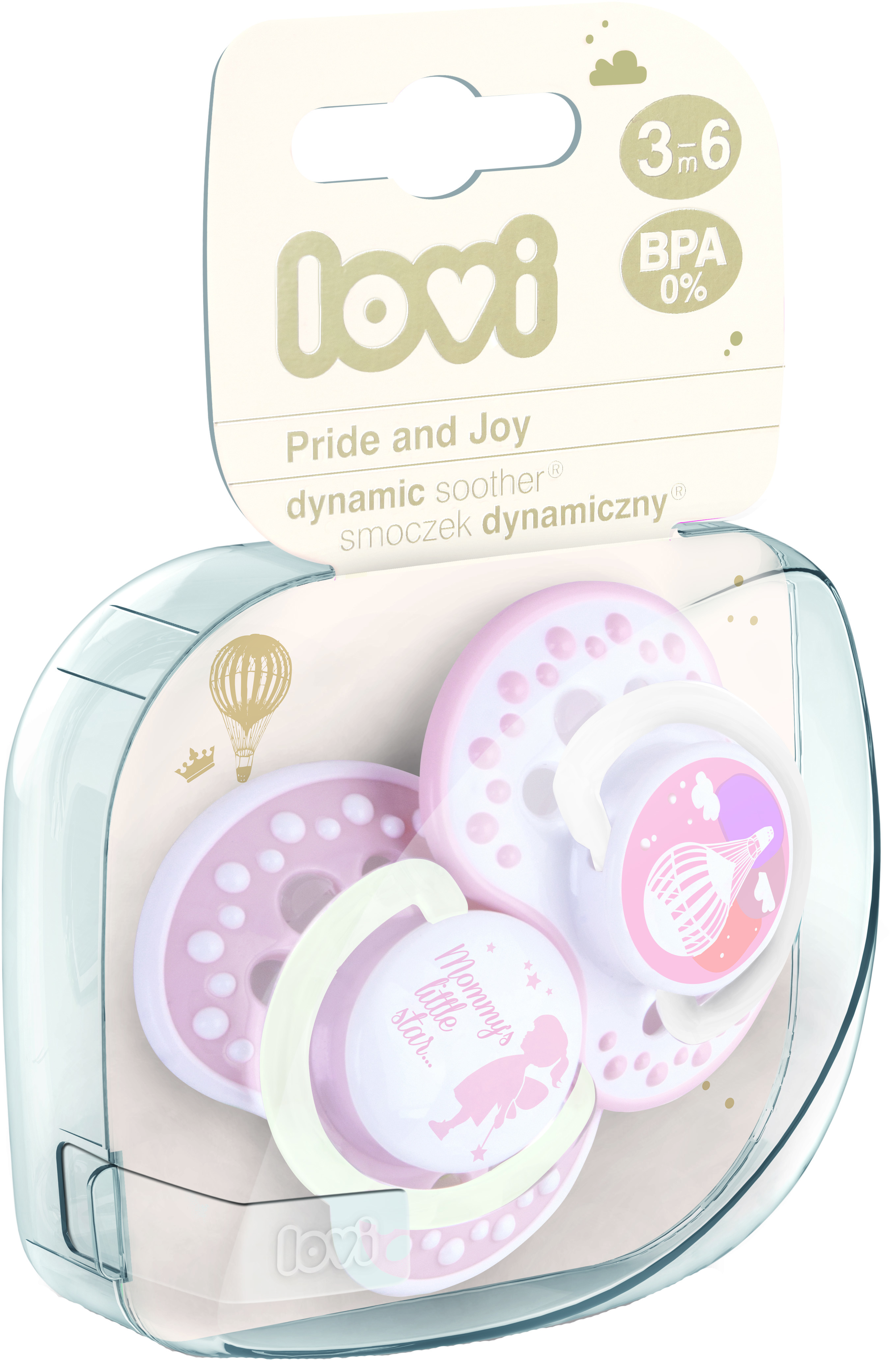 

Пустышка Lovi Pride & Joy силиконовая динамическая 3-6 мес 2 шт (22/845girl)