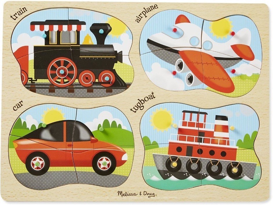 

Деревянные пазлы 4 в 1 Транспорт Melissa & Doug