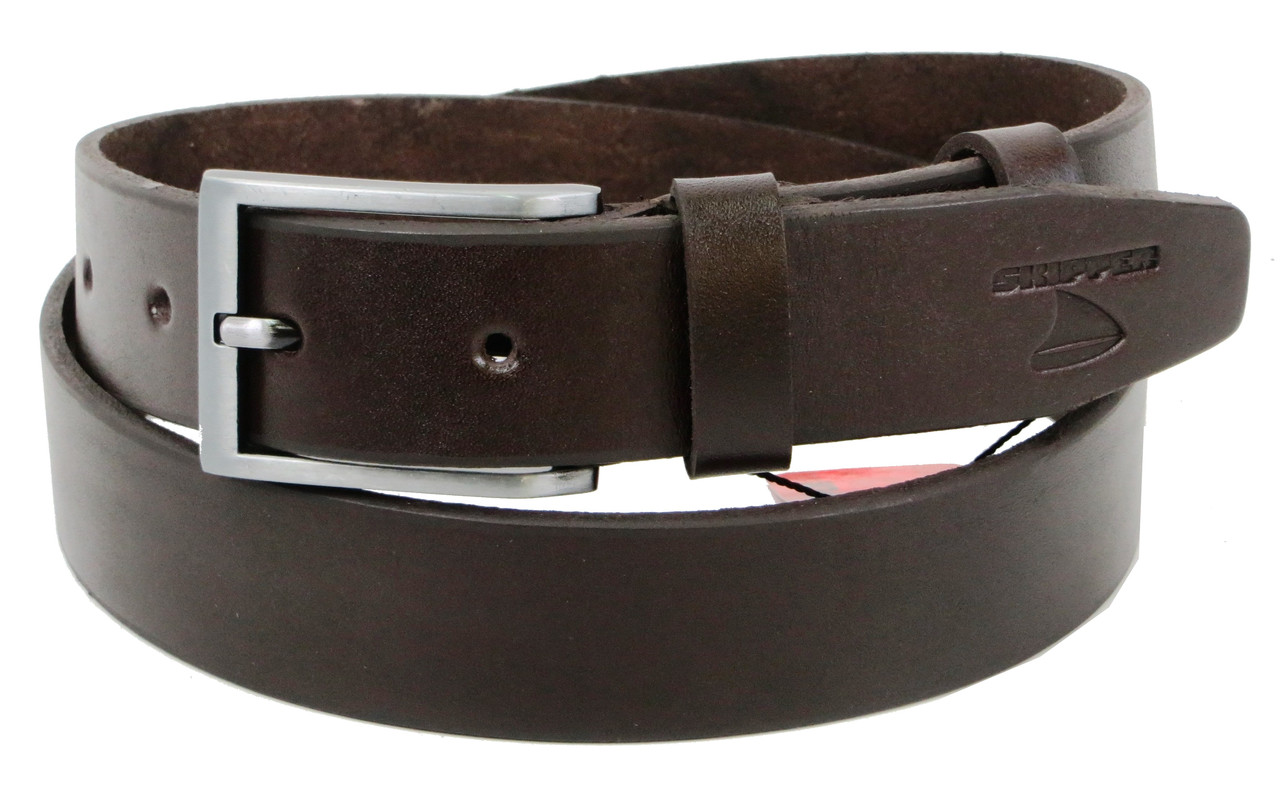 

Мужской кожаный ремень под брюки Skipper коричневый 3,3 см supersumka (TР0121272-33)