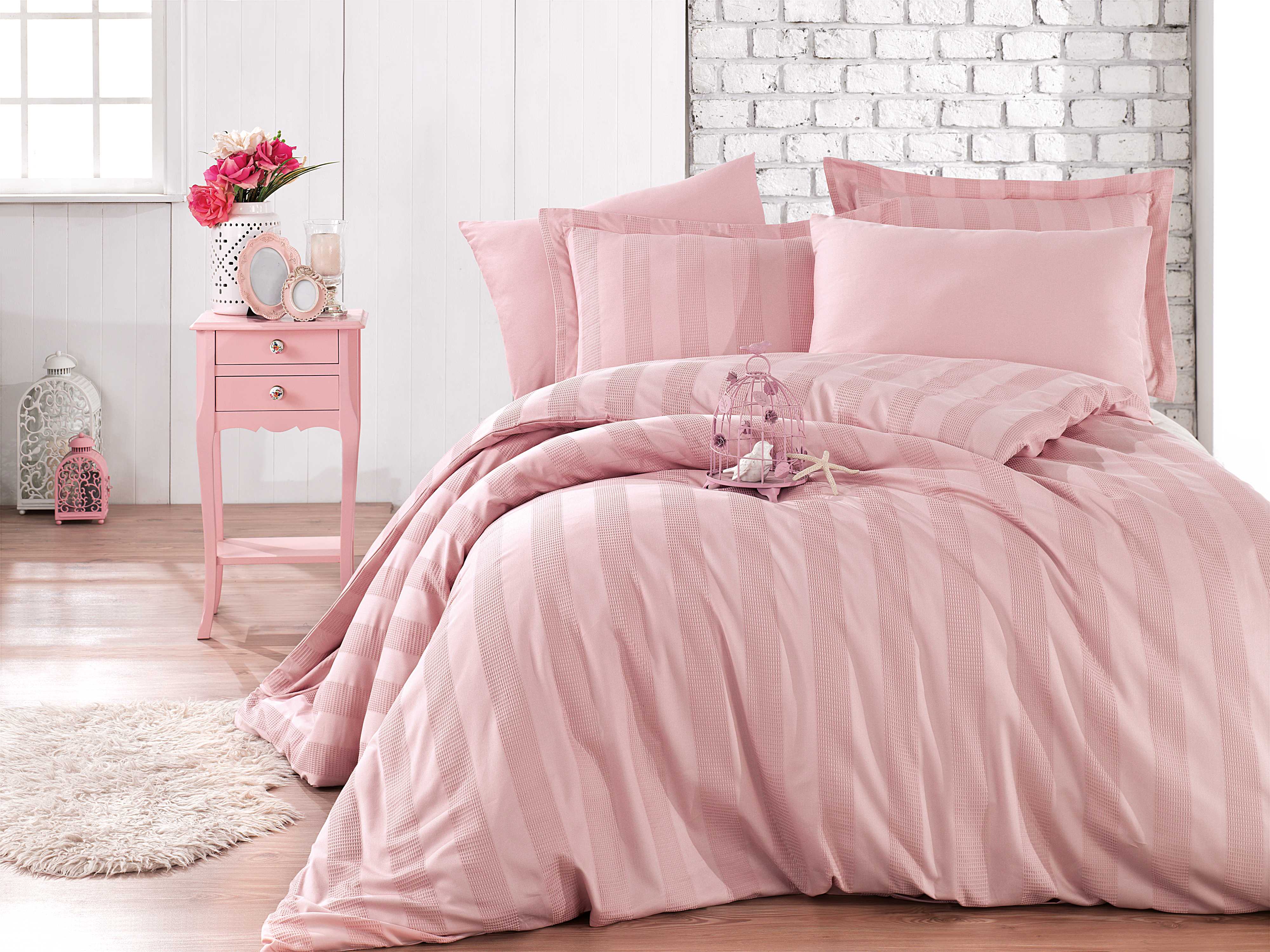 

Комплект постельного белья Hobby Exclusive Sateen Diamond Wafel 200х220 Pudra