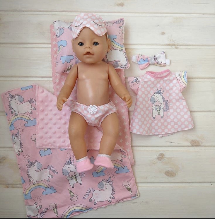 

Набор Одежда для куклы 40-44 см. Беби Берн Toys и Постельное белье в коляску или кроватку Единорог Ручная работа (12874111)