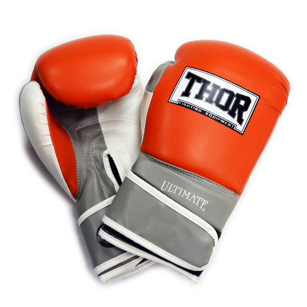 

Перчатки боксерские THOR ULTIMATE 14oz /PU /оранжево-бело-серые