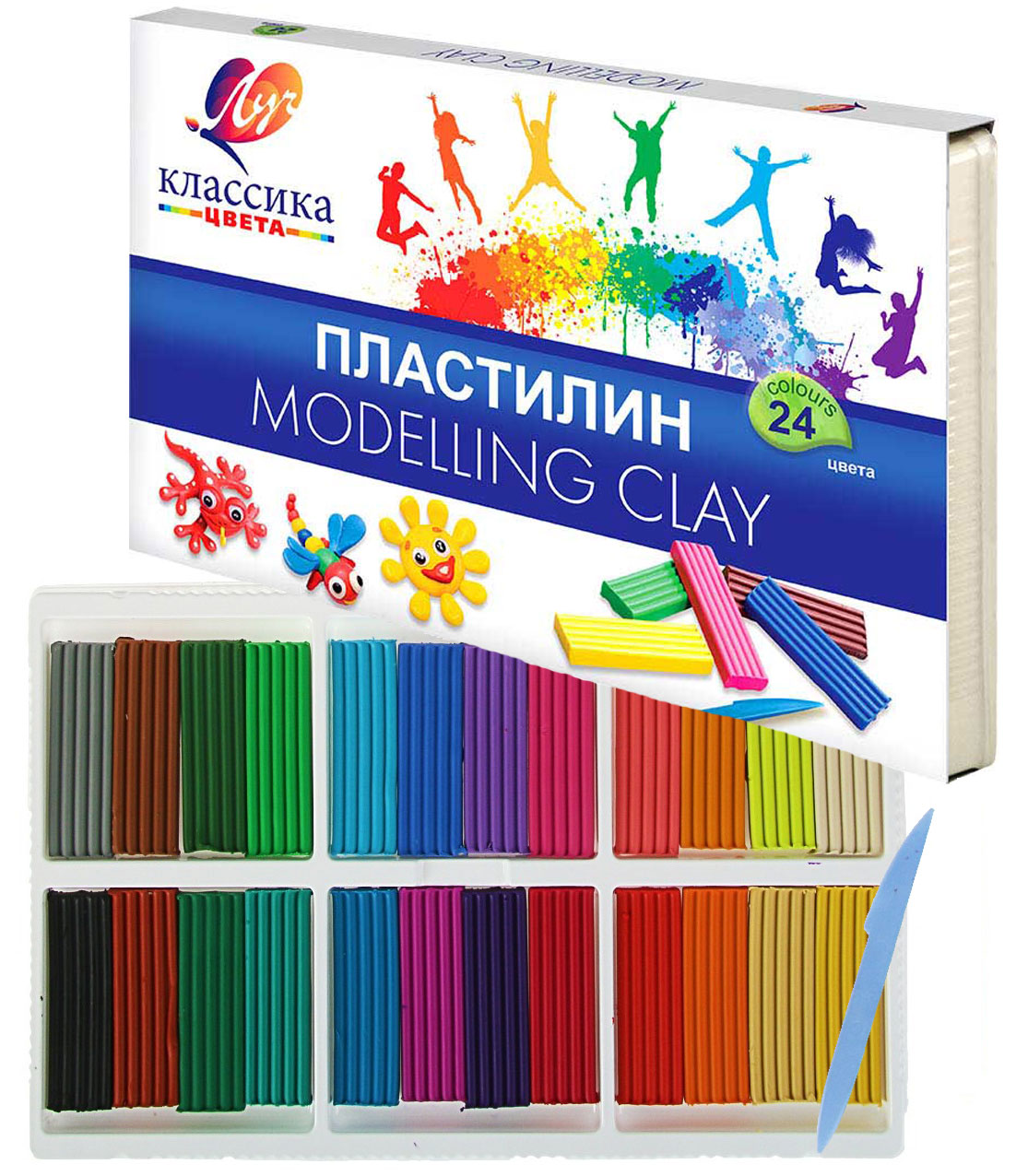 

Пластилин Луч Классика + стек 24 цвета 480 г (4601185013890)