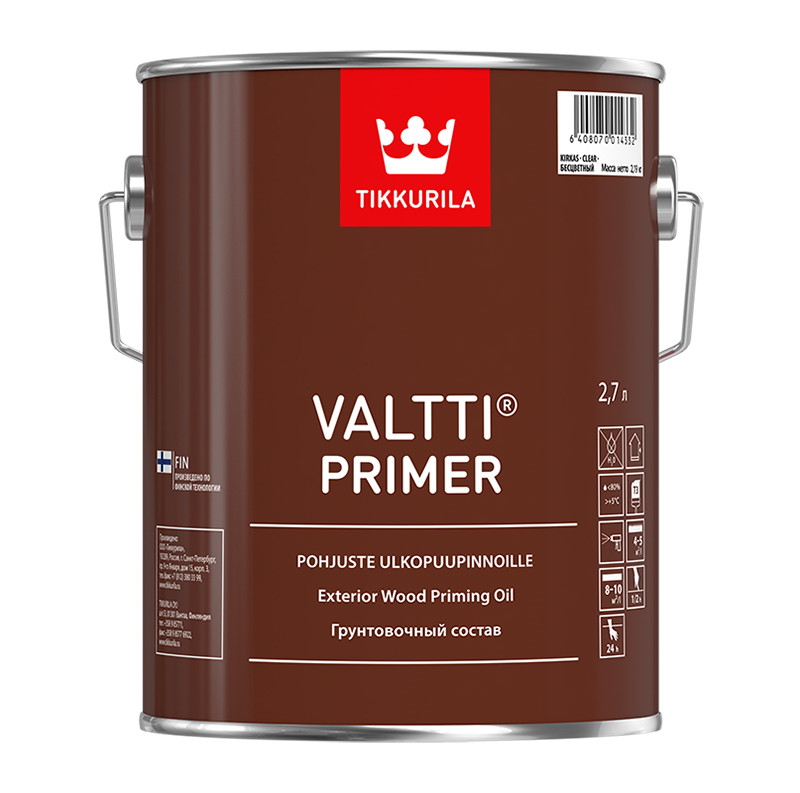 

Грунтувальний антисептик для дерева Tikkurila Valtti Primer (ТИККУРИЛА ВАЛТТИ ПРАЙМЕР) 2.7л