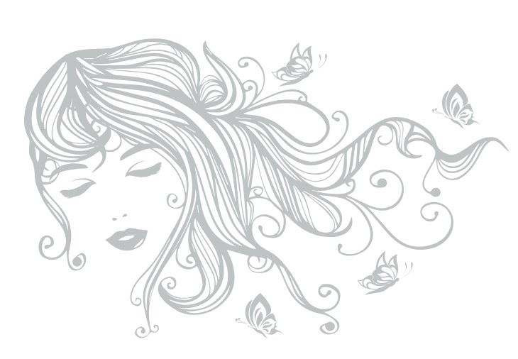 

Интерьерная виниловая наклейка на стену IdeaClock Beautiful girl with butterflies 120х75 см Светло-серый(53234-46-55)