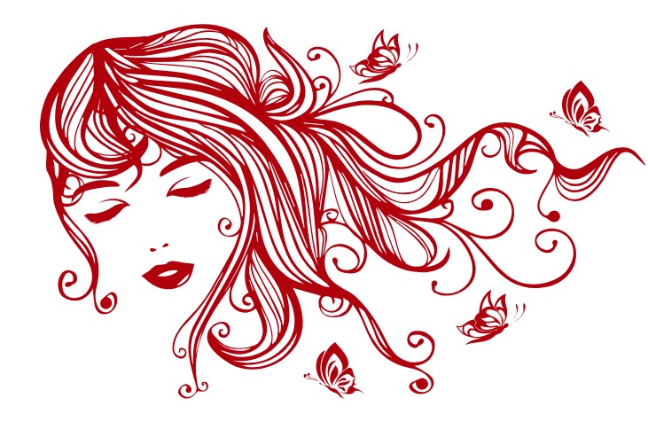 

Интерьерная виниловая наклейка на стену IdeaClock Beautiful girl with butterflies 120х75 см Красный(53234-46-9)