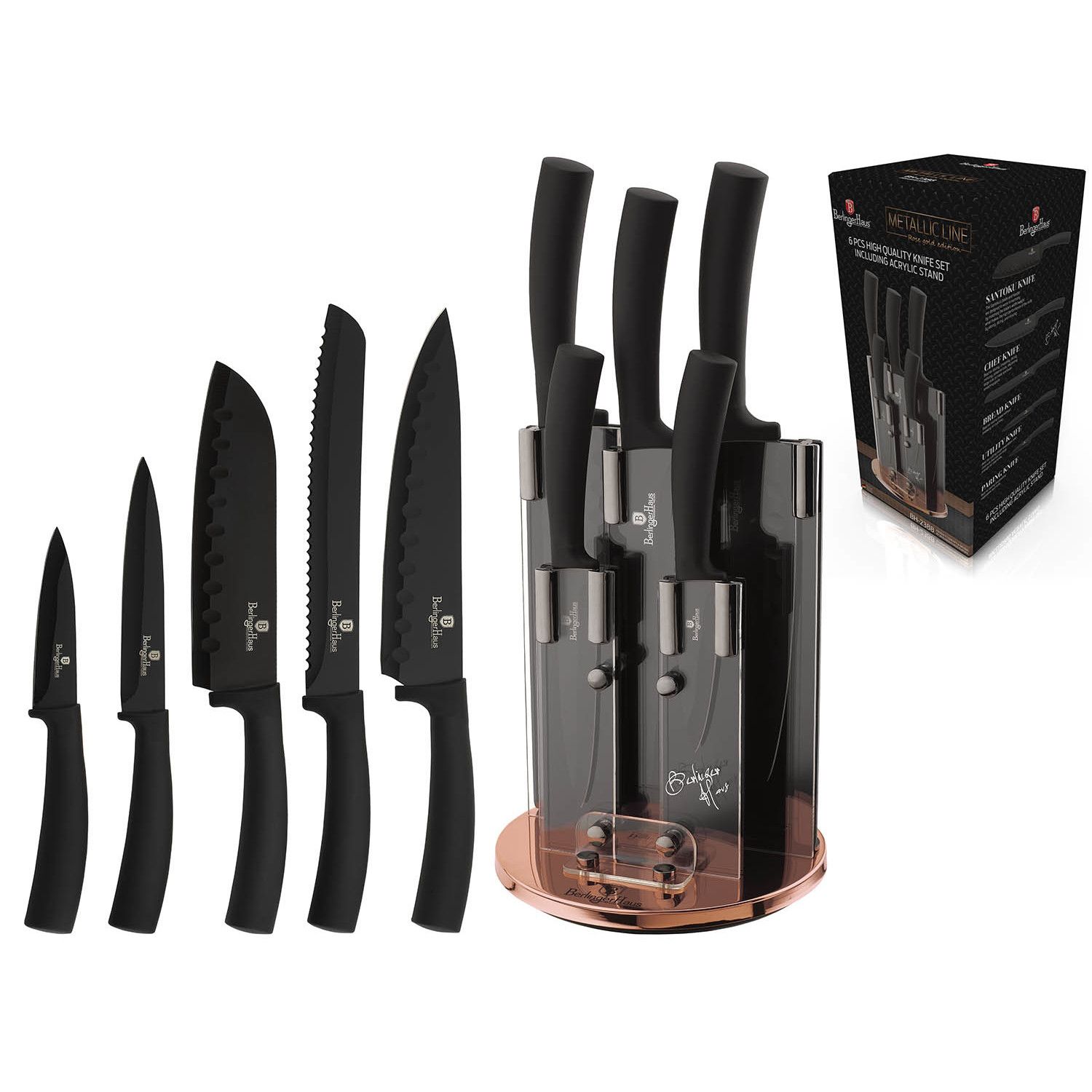 

Набор ножей Berlinger Haus Metallic Line Rose Gold Edition 6 предметов Нержавеющая сталь Черный BH-2388