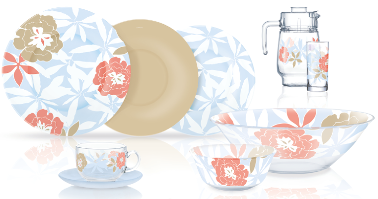 

Столовый сервиз Luminarc Peony Floral Blue 46 предметов Закаленное стекло N6255