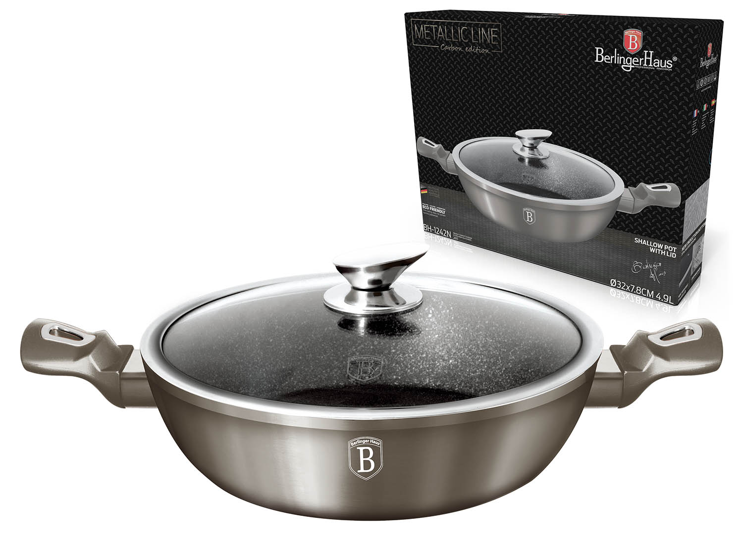 

Сотейник Berlinger Haus Carbon Metallic Line D32 см обьем 4,9 л с крышкой алюминий BH-1242N