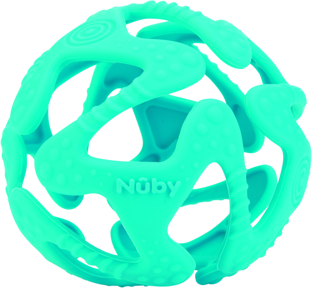 

Силиконовый прорезыватель Nuby мячик от 3 месяцев (6836aqua)