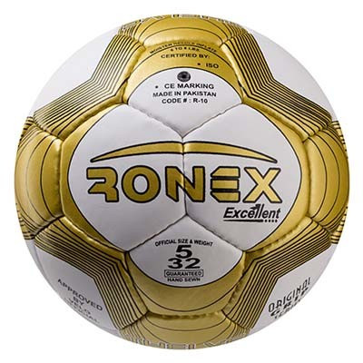 

Мяч футбольный тренировочный 5 размер для улицы и тренировок RONEX Excellent Бело-золотой (СМИ RXG-16EX)