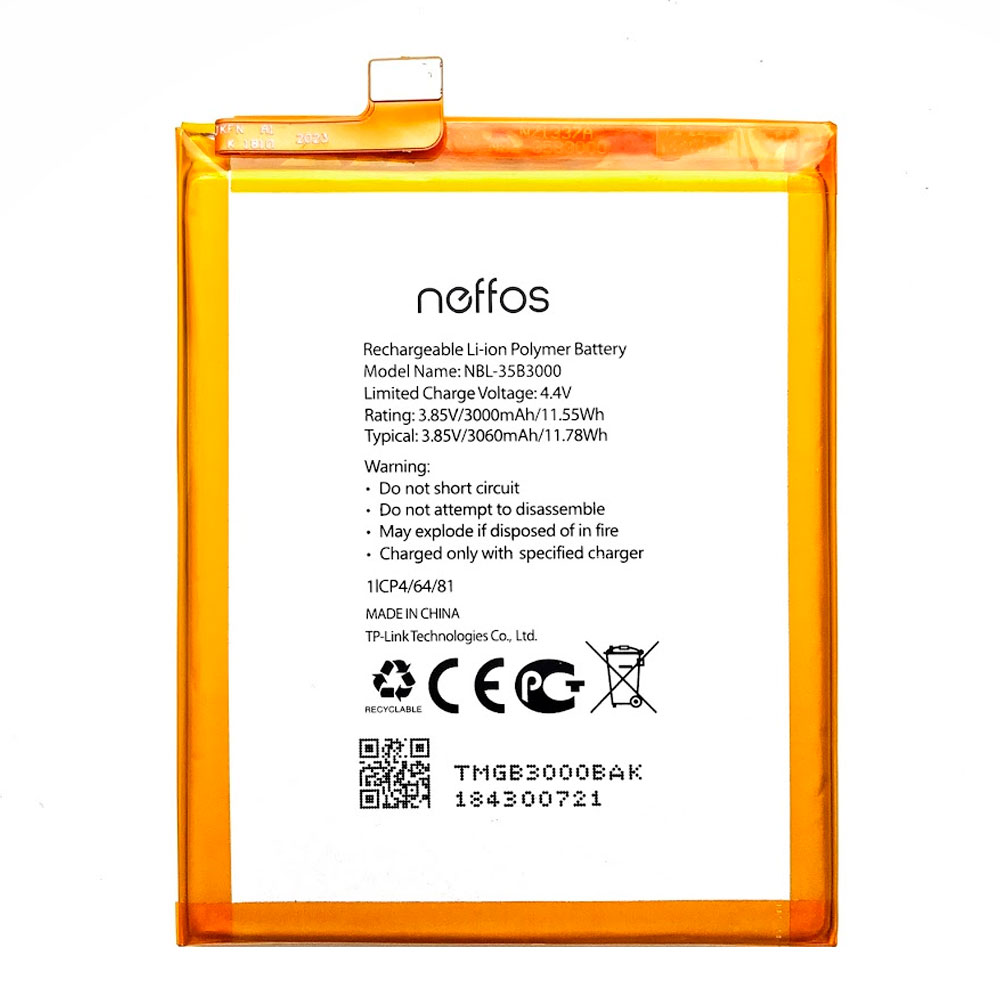

Аккумулятор TP-Link Neffos NBL-35B3000 для TP-Link Neffos C7 TP910 / X9 TP913A (3060 mAh) Original PRC