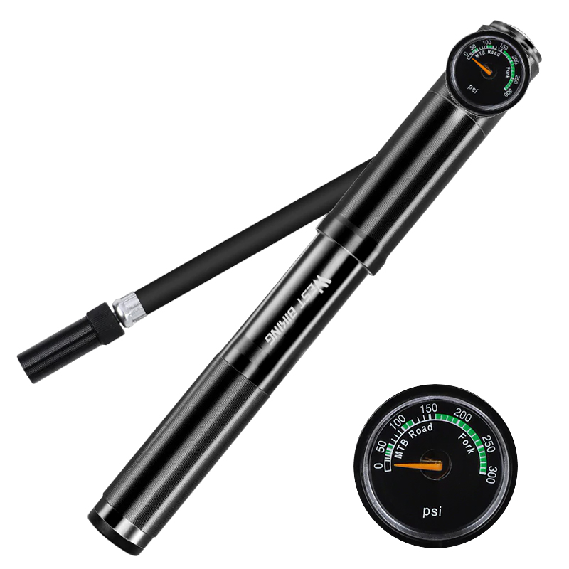 

Насос велосипедный West Biking 0711068 Black ручной с индикатором для накачки шин
