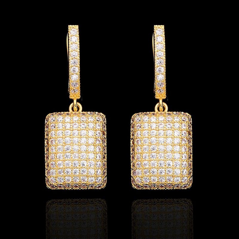 

Серьги подвески с цирконом Прямоугольник 8044 золотой