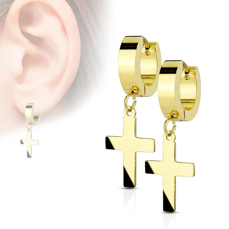 

Серьги подвески из стали Spikes кресты SE2079 8044 золотой