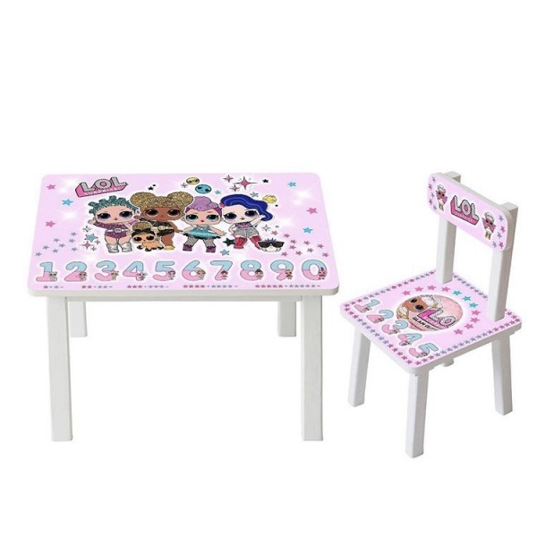 

Столик детский и 2 стульчика Toys высота 43,5 см. 60/40 Кукла ЛОЛ BSM2К-85+1