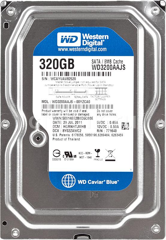 

Накопитель HDD 3.5" SATA 320GB WD Caviar Blue 7200rpm 8MB (WD3200AAJS) - Refubrished