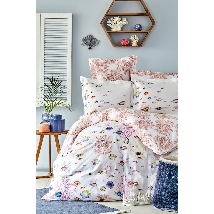 

Постельное белье Karaca Home - Coral mercan 2019-2 коралловый пике 160*230 полуторный