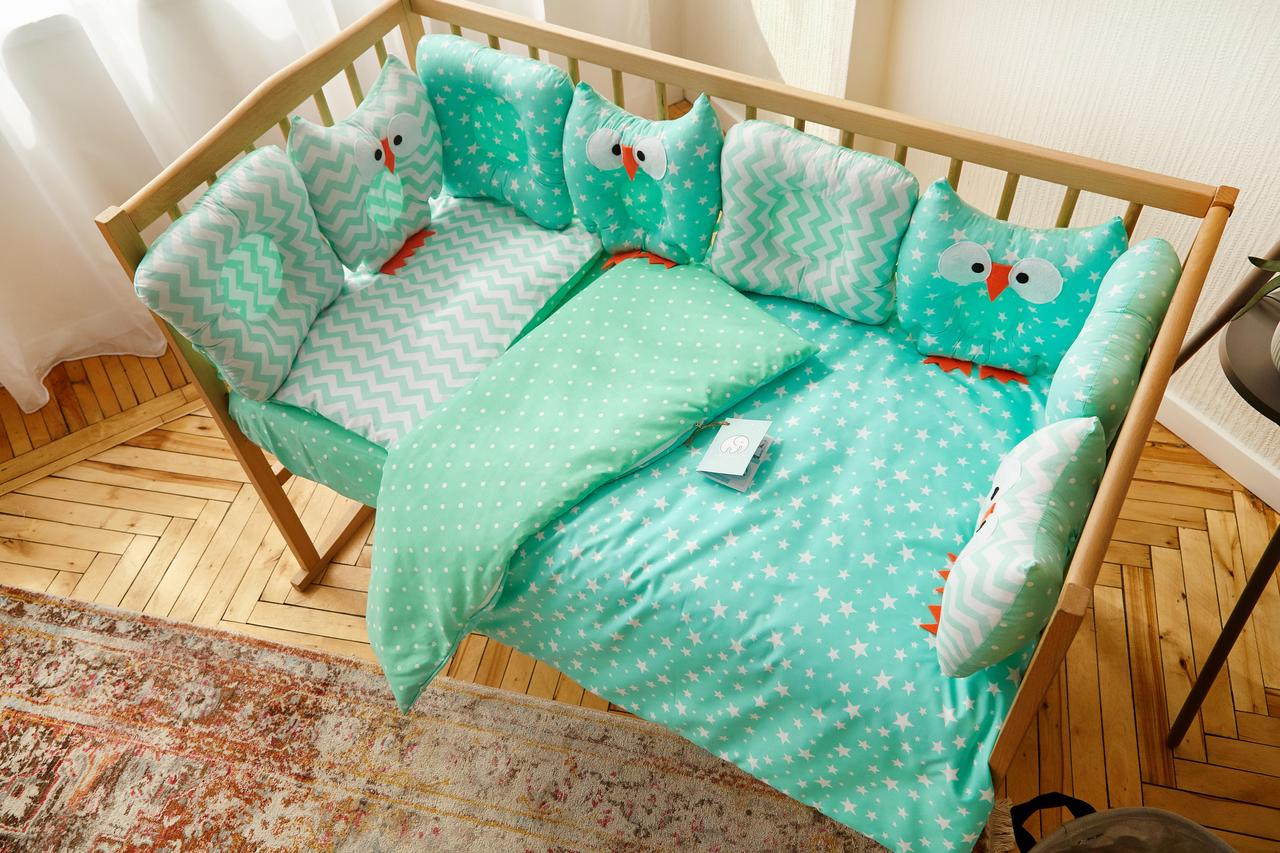 

Комплект постельного белья для новорождённых Добрый Сон “Совушки” мята-мята 9-01