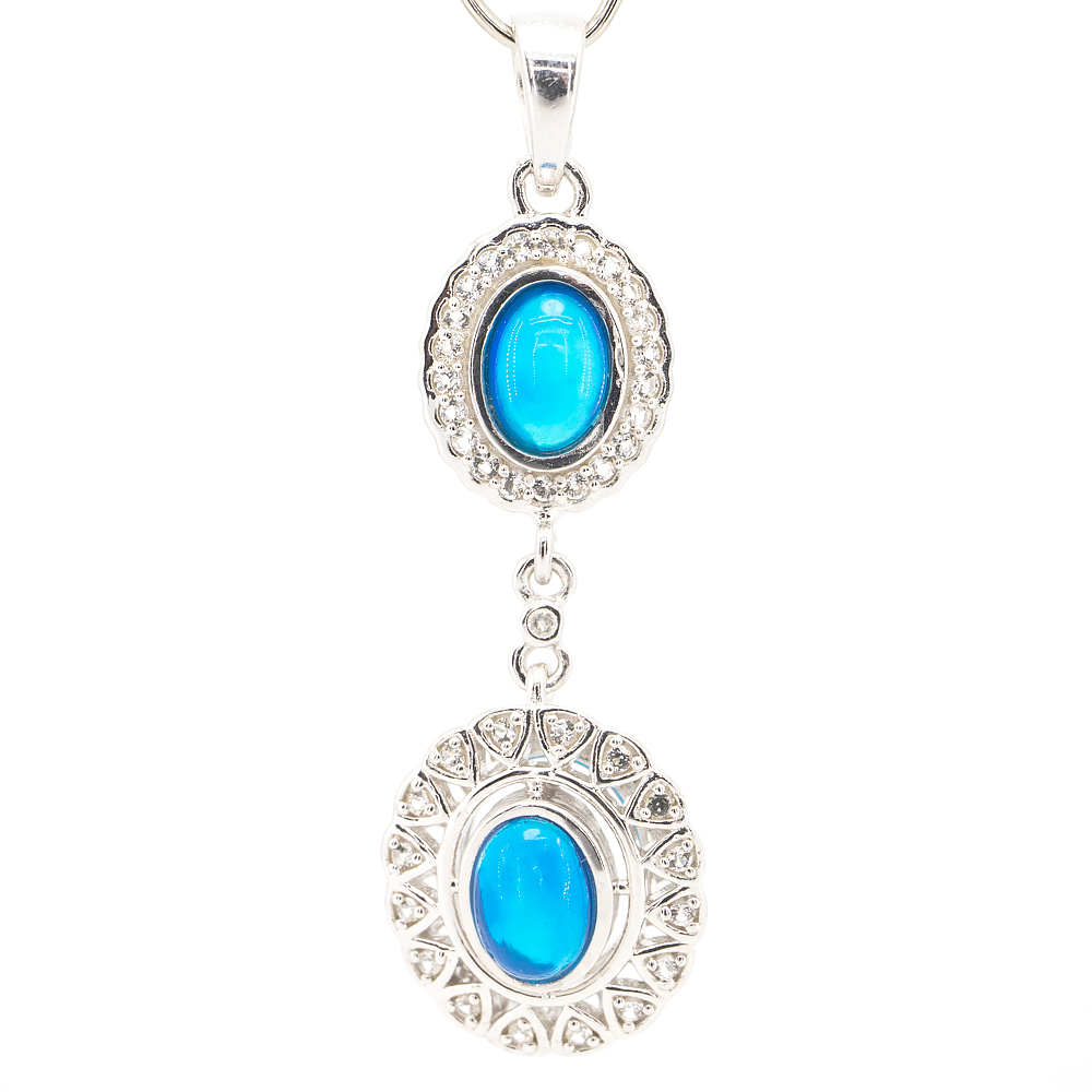 

Серебряная подвеска 925пр 3,84г с эфиоп. голубыми опалами AAA, топаз. 1,37к DYNASTY #204576.