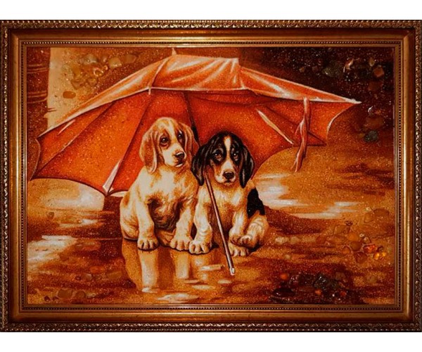 

Картина из янтаря "Собачки" 15 * 20 см