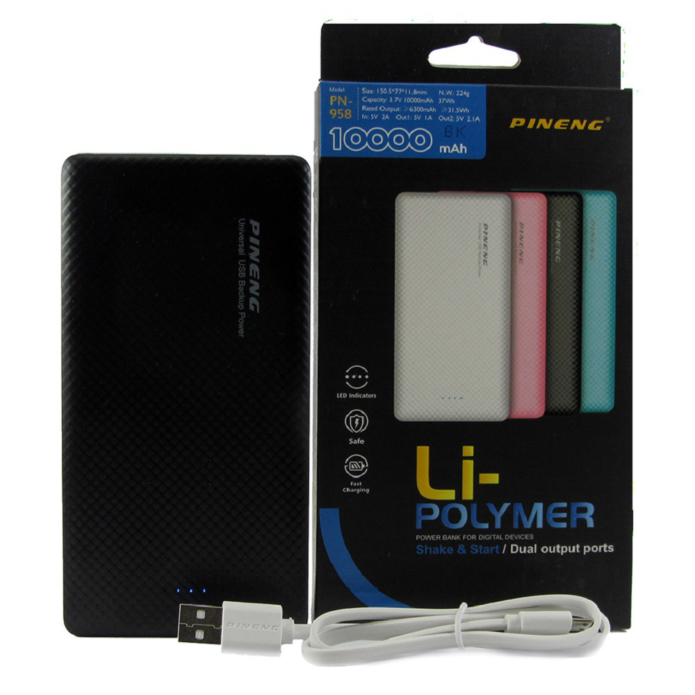 

Повербанк Pineng PN-958 Оригинал 10000 mAч Powerbank Черный