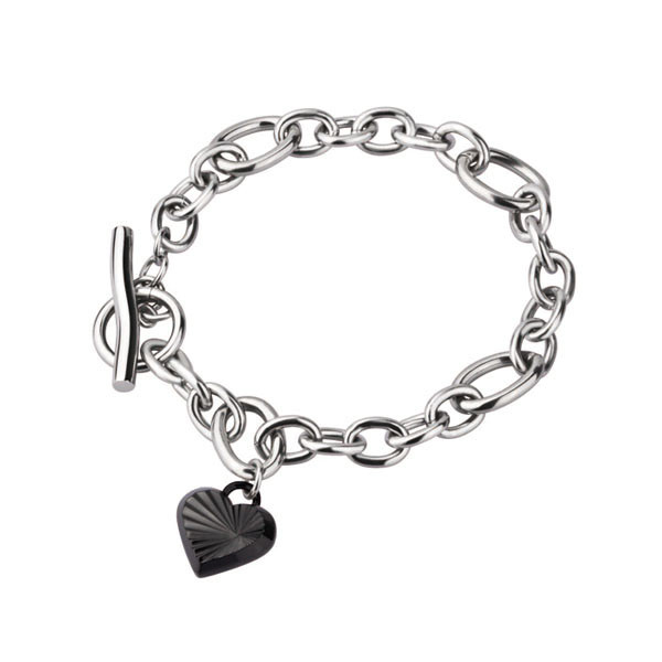 

Браслет из ювелирной стали с сердце Steel Black женский 145