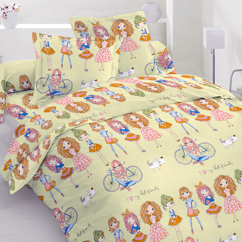 

Комплект постельного белья Time Textile I love My Friends полуторный Желтый TT165659-p 50х70