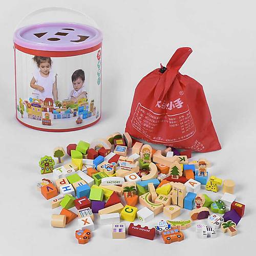 

Деревянный Конструктор 120 деталей в ведре AToys (B33493)