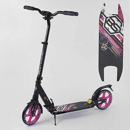 

Самокат алюминиевый колеса 20см черный с розовым Best Scooter (62825)