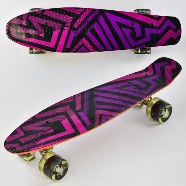 

Скейт Пенни борд (Penny Board) Best Board зиг-заг розовый со светящимися колесами, доска=55см, колёса PU d=6см