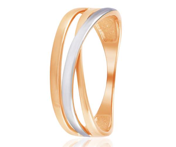 

Кольцо золотое без камней с радажом "Сплетение линий", КД0555, 18.5 размер