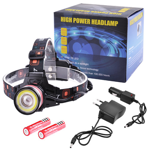 

Фонарь налобный BL-8006-T6+COB, ЗУ 220V/12V, 2x18650, signal light, zoom
