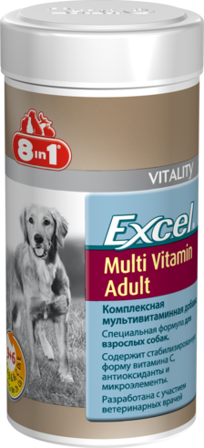 

Комплексная мультивитаминная добавка 8in1 Excel Multi Vit-Adult для взрослых собак таблетки 70 шт
