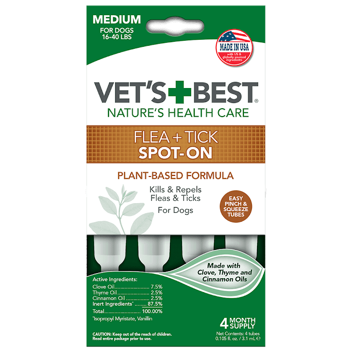 

Капли от блох и клещей VET`S BEST Flea&Tick Drops Medium 4 тубы для собак весом от 7кг до 18кг