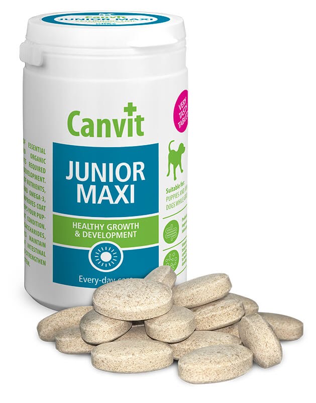 

Витамины Canvit Junior Maxi для щенков и молодых собак крупных пород, 230 г