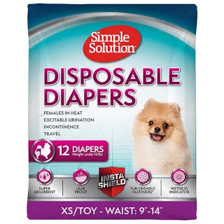 

Гигиенические подгузники для животных Simple Solution Disposable Diapers X-Small Toy (12 p) для щенков и собак весом до 4 кг