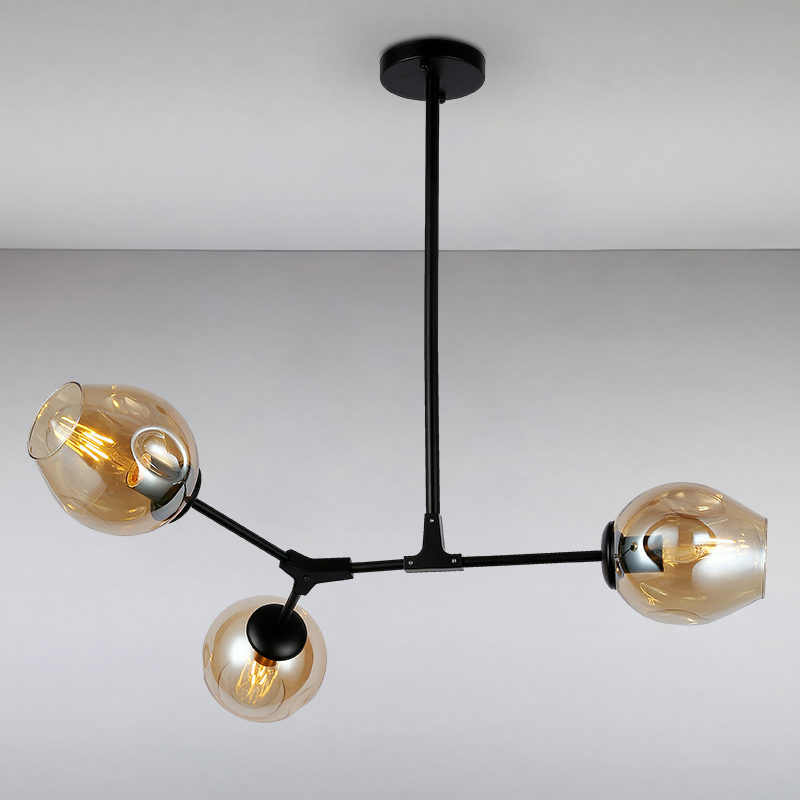 

Люстра подвесная молекула Light House LS-15226-3 BK+BR черная