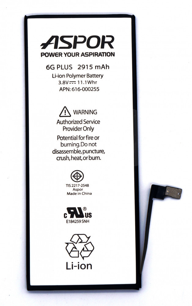 

Аккумулятор Aspor Premium iPhone 6 Plus (2915mAh/11.13Wh)