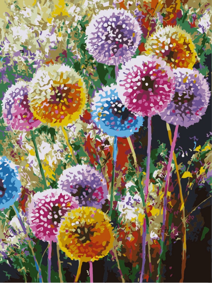 

Картина по номерам Разноцветные одуванчики, ArtStory 40x50 (AS0242) (0097-351)
