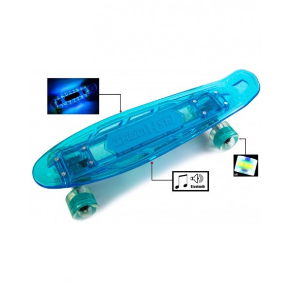 

Прозрачный пенни борд Penny Board 22" "Fish Skateboard" Синий Музыкальный со светящимися колесами