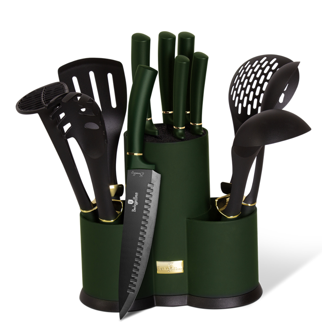 

Набор кухонных принадлежностей и ножей Berlinger Haus Emerald Collection 12 предметов с подставкой BH-6250