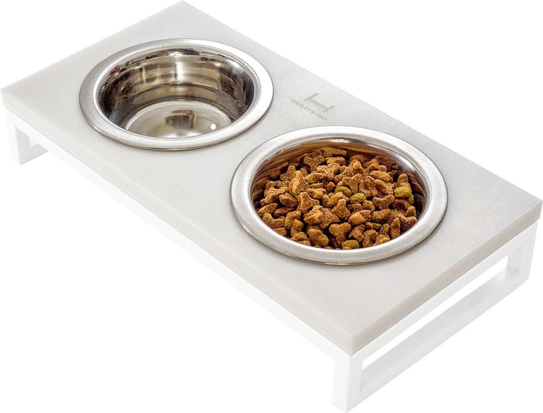 

Подставка на две миски для собак и кошек Harley and Cho S 0.45 л 7 см White Stone/White
