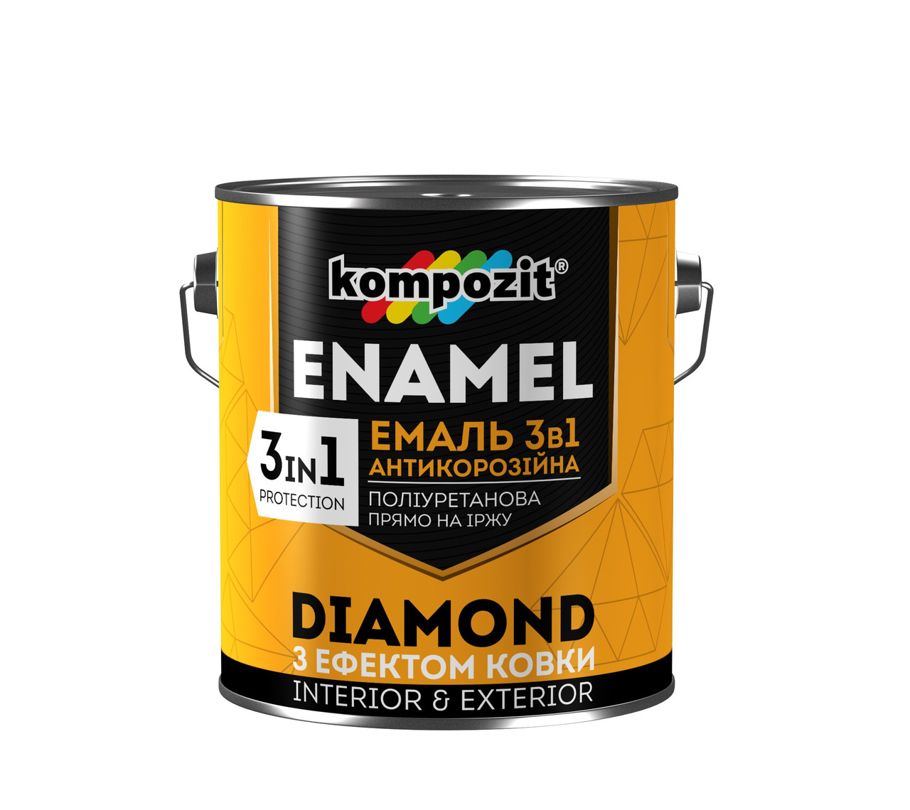 

Эмаль антикоррозионная 3в1 Diamond Kompozit 2,5 кг Графит (820085745193)