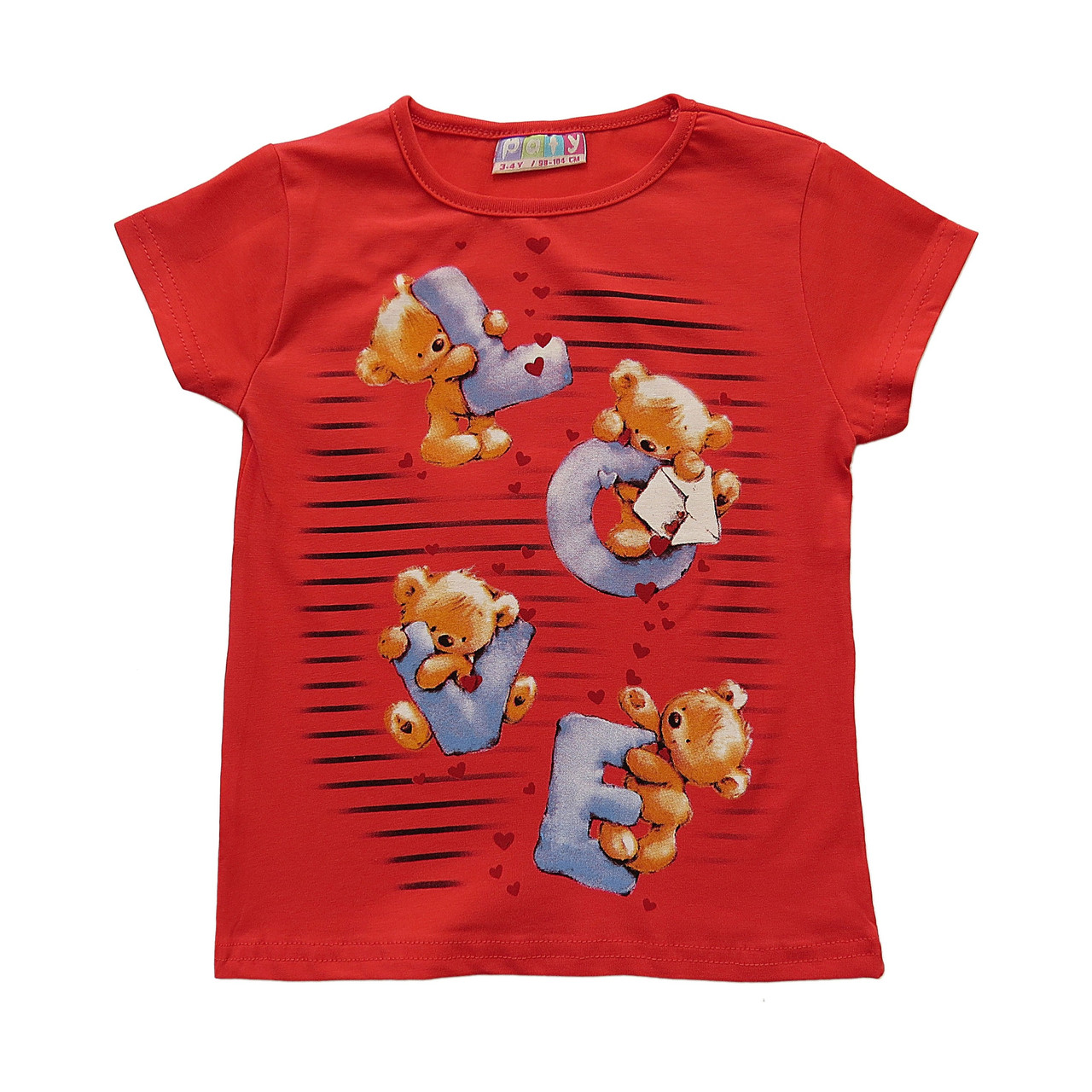 

Футболка "Мишки" Paty Kids для девочки 86-92 см Красная 8556